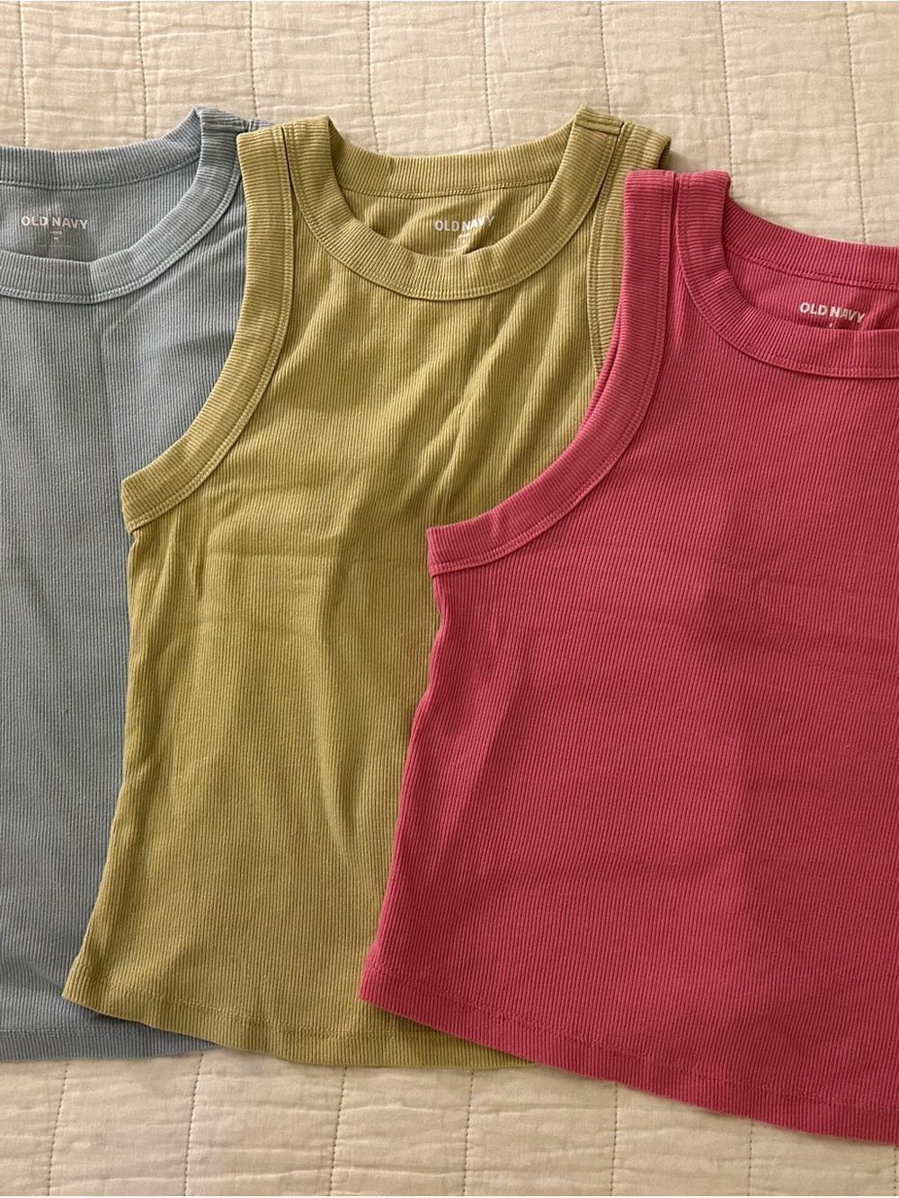 Three set of Old Navy tank top - Rose, Olive, Light Blue